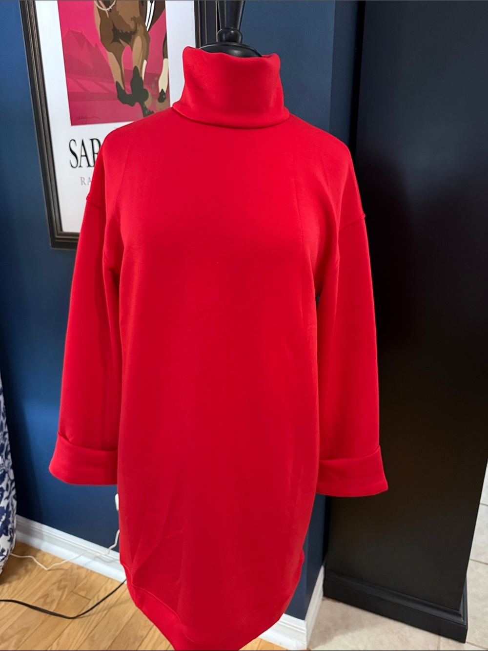 SPANX Bright Red Long Sleeve Turtleneck Dress